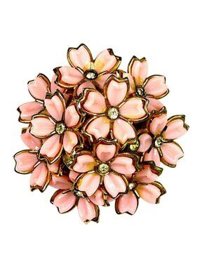 Pink Lucite Thermoset Flower Cluster Brooch Vintage Mid-Century Jewelry